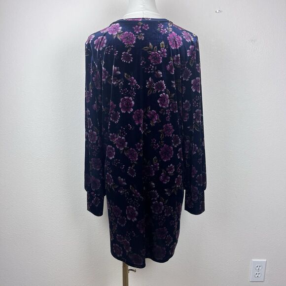 1 State Dress Womens Medium Mini Floral Velvet Velour Holiday Soft Whimsigoth - Picture 11 of 11
